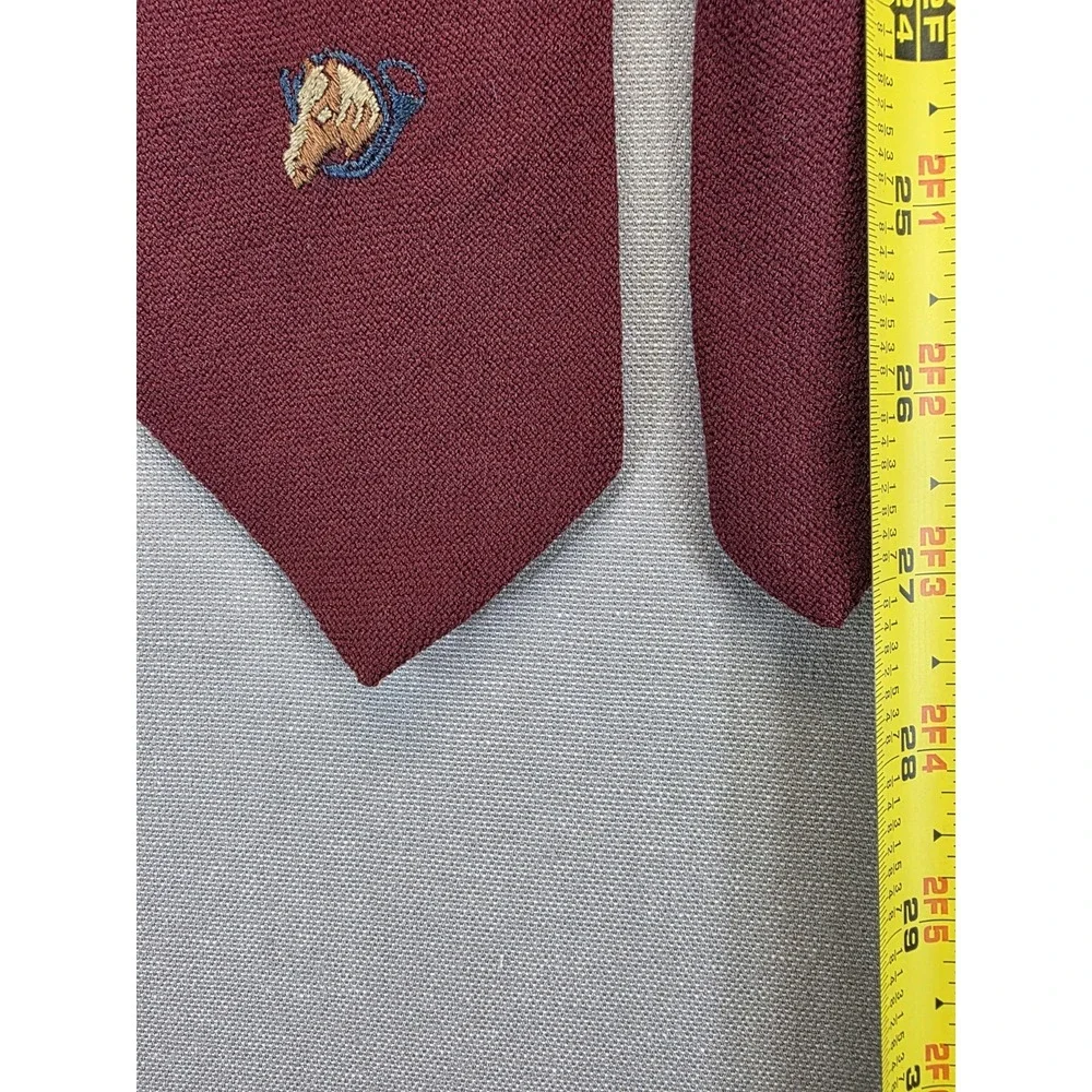 Vintage Resilio Lambswool Tie Maroon Horse‎ Head Lasso Equestrian Classic Office